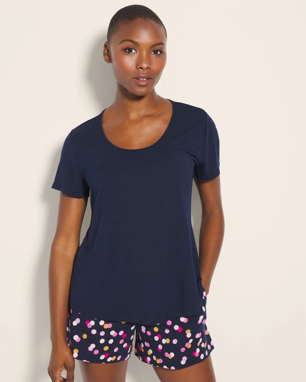 ★ SPAO★ Mangled Bear Mangled Short Sleeve Pajamas NAVY SP Shanghai Story Notched Collar Cotton Bear Print Short Sleeve